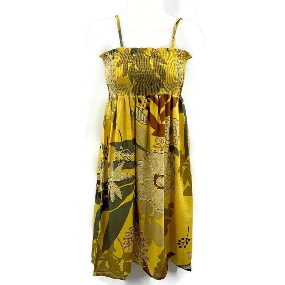 Md'M Women's Yellow Floral Dress Size S